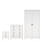 Barcelona Package - Bedside Table 2 Drawers + Chest 5 Drawers + Wardrobe with 2 Doors in White
