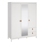Barcelona Wardrobe with 2 Doors 1 Mirror Door 2 Drawers in White