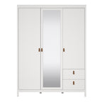 Barcelona Wardrobe with 2 Doors 1 Mirror Door 2 Drawers in White