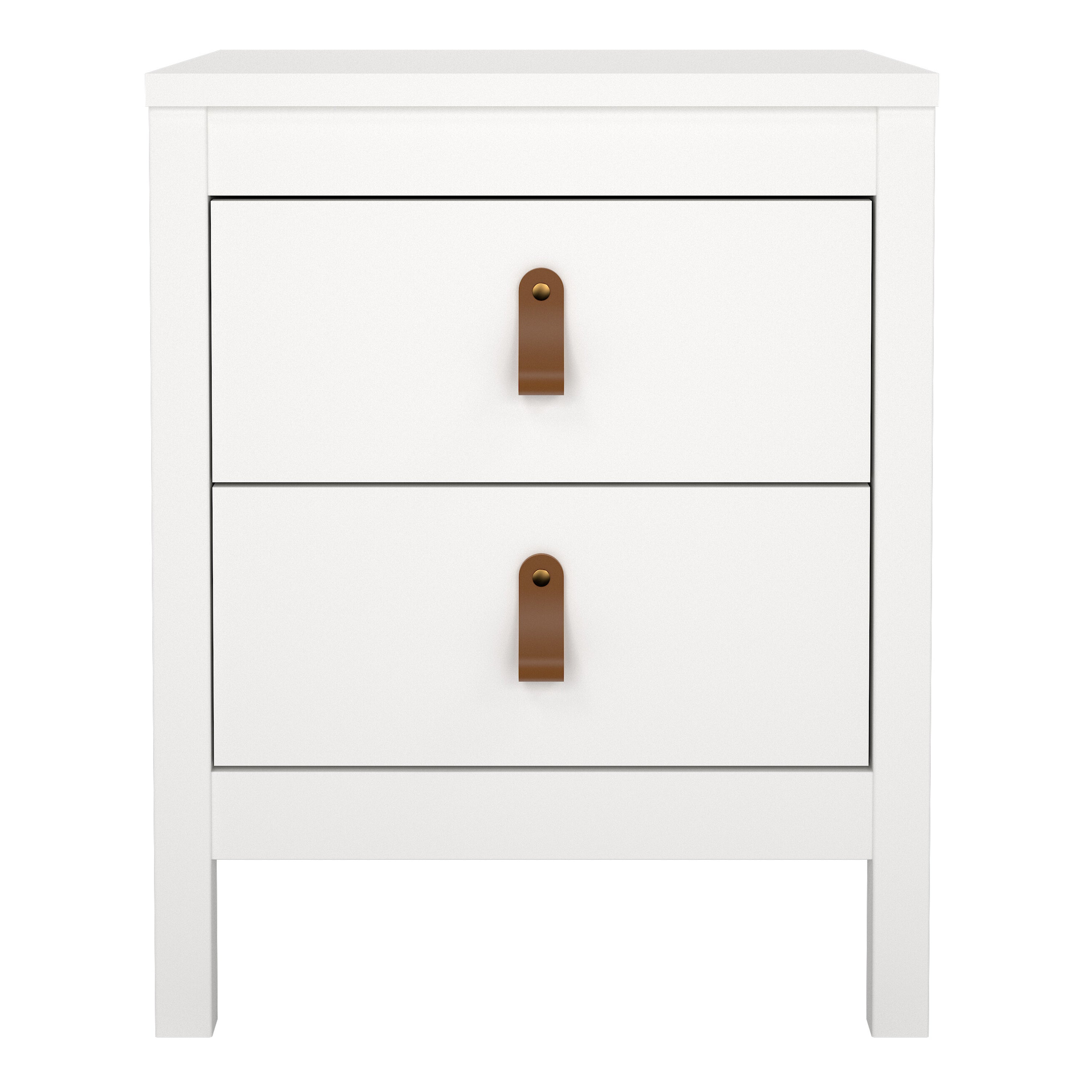 Barcelona Bedside Table 2 Drawers in White