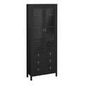 Barcelona China Cabinet 2 Glass Doors with 3 Drawers in Matt Black