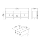 Barcelona Tv Unit 3 Drawers in White