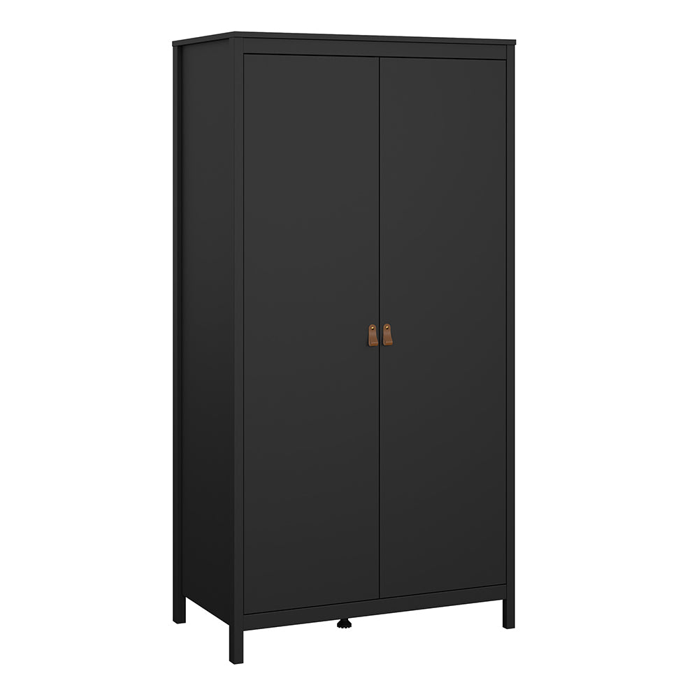 Barcelona Package - Bedside Table 2 Drawers + Chest 5 Drawers + Wardrobe with 2 Doors in Matt Black