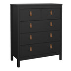 Barcelona Package - Bedside Table 2 Drawers + Chest 5 Drawers + Wardrobe with 2 Doors in Matt Black