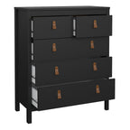 Barcelona Package - Bedside Table 2 Drawers + Chest 5 Drawers + Wardrobe with 2 Doors in Matt Black