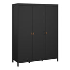 Barcelona Package - Bedside Table 2 Drawers + Chest 5 Drawers + Wardrobe with 3 Doors in Matt Black