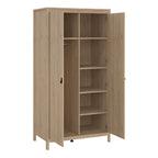 Barcelona Package - Bedside Table 2 Drawers + Chest 5 Drawers + 2 Door Wardrobe in Jackson Hickory Oak