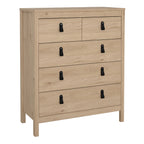 Barcelona Package - Bedside Table 2 Drawers + Chest 5 Drawers + 2 Door Wardrobe in Jackson Hickory Oak