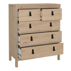 Barcelona Package - Bedside Table 2 Drawers + Chest 5 Drawers + 2 Door Wardrobe in Jackson Hickory Oak