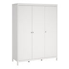 Madrid Package - Bedside Table 2 Drawers + Chest 5 Drawers + Wardrobe with 3 Doors in White
