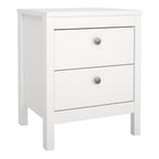 Madrid Package - Bedside Table 2 Drawers + Chest 5 Drawers + Wardrobe with 3 Doors in White