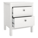 Madrid Package - Bedside Table 2 Drawers + Chest 5 Drawers + Wardrobe with 3 Doors in White