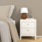 Madrid Package - Bedside Table 2 Drawers + Chest 5 Drawers + Wardrobe with 3 Doors in White