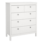 Madrid Package - Bedside Table 2 Drawers + Chest 5 Drawers + Wardrobe with 3 Doors in White