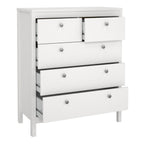 Madrid Package - Bedside Table 2 Drawers + Chest 5 Drawers + Wardrobe with 3 Doors in White