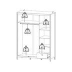 Madrid  Wardrobe with 2 Doors 1 Mirror Door 2 Drawers Matt Black