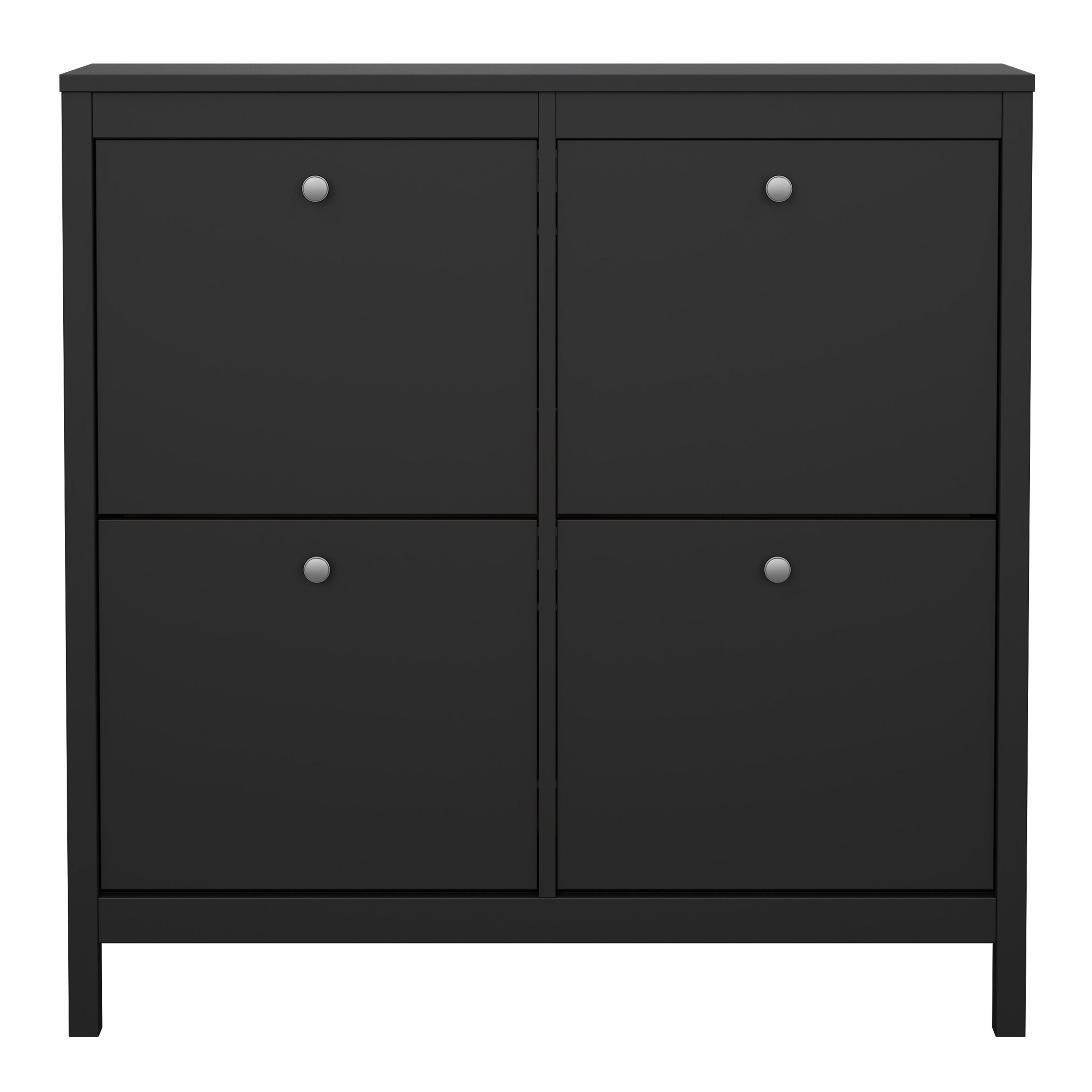 Madrid Shoe Cabinet 4 Flip Down Doors in Matt Black