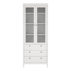 Madrid China Cabinet 2 Glass Doors with 3 Drawers in White