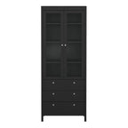 Madrid China Cabinet 2 Glass Doors with 3 Drawers in Matt Black