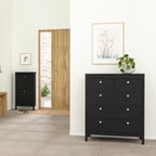 Madrid Package - Bedside Table 2 Drawers + Chest 3+2 Drawers + Wardrobe with 2 Doors in Matt Black