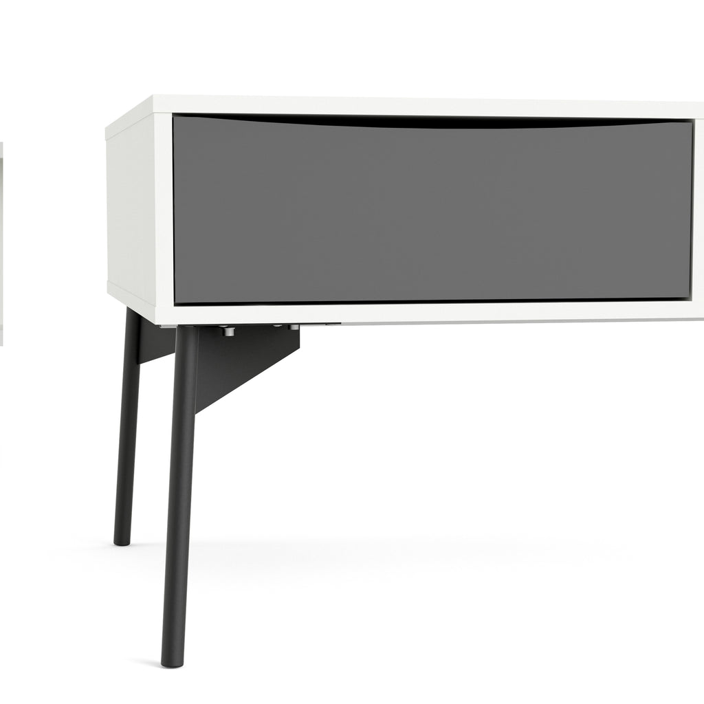 Fur Coffee Table with 1 Drawer in Grey and White