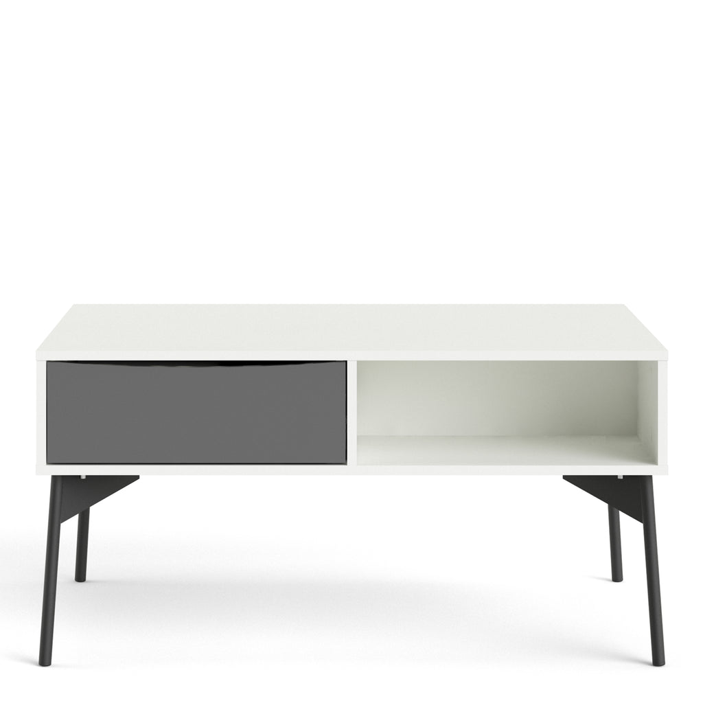 Fur Coffee Table with 1 Drawer in Grey and White