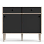 Rome Sideboard 2 Sliding Doors 2 Drawers in Jackson Hickory Oak and Matt Black