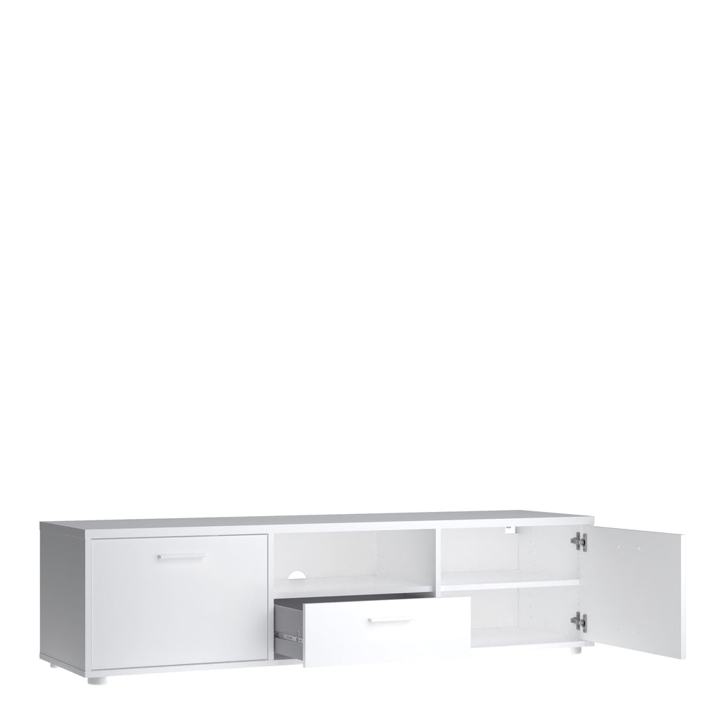 Media TV Unit with 2 Doors 1 Drawer 147cm White