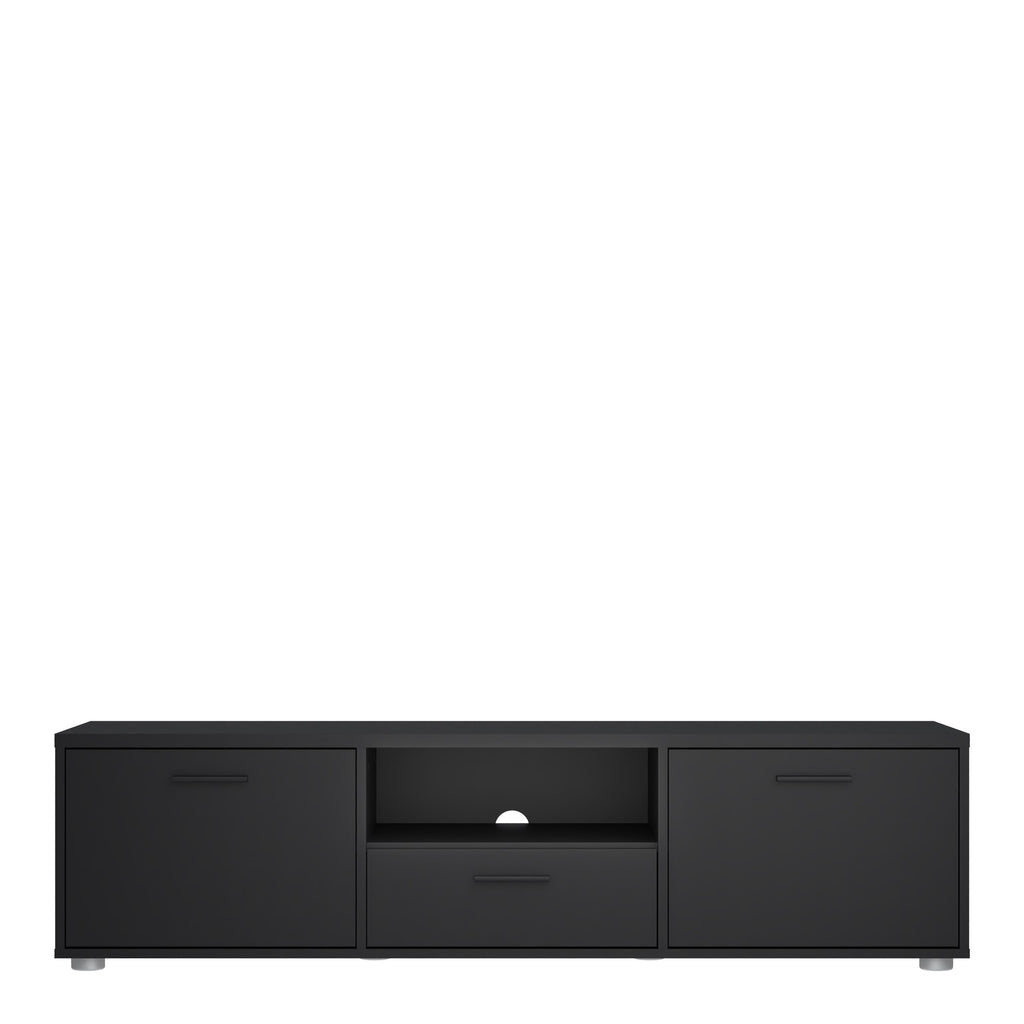 Media TV Unit with 2 Doors 1 Drawer 147cm Black