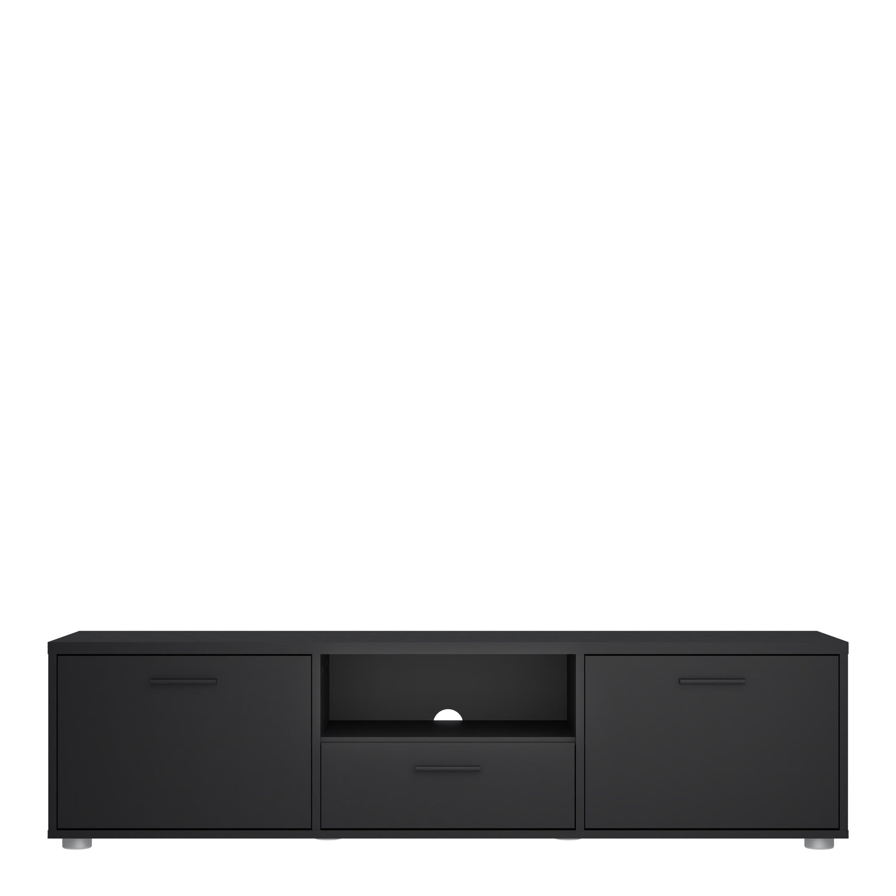 Media TV Unit with 2 Doors 1 Drawer 147cm Black