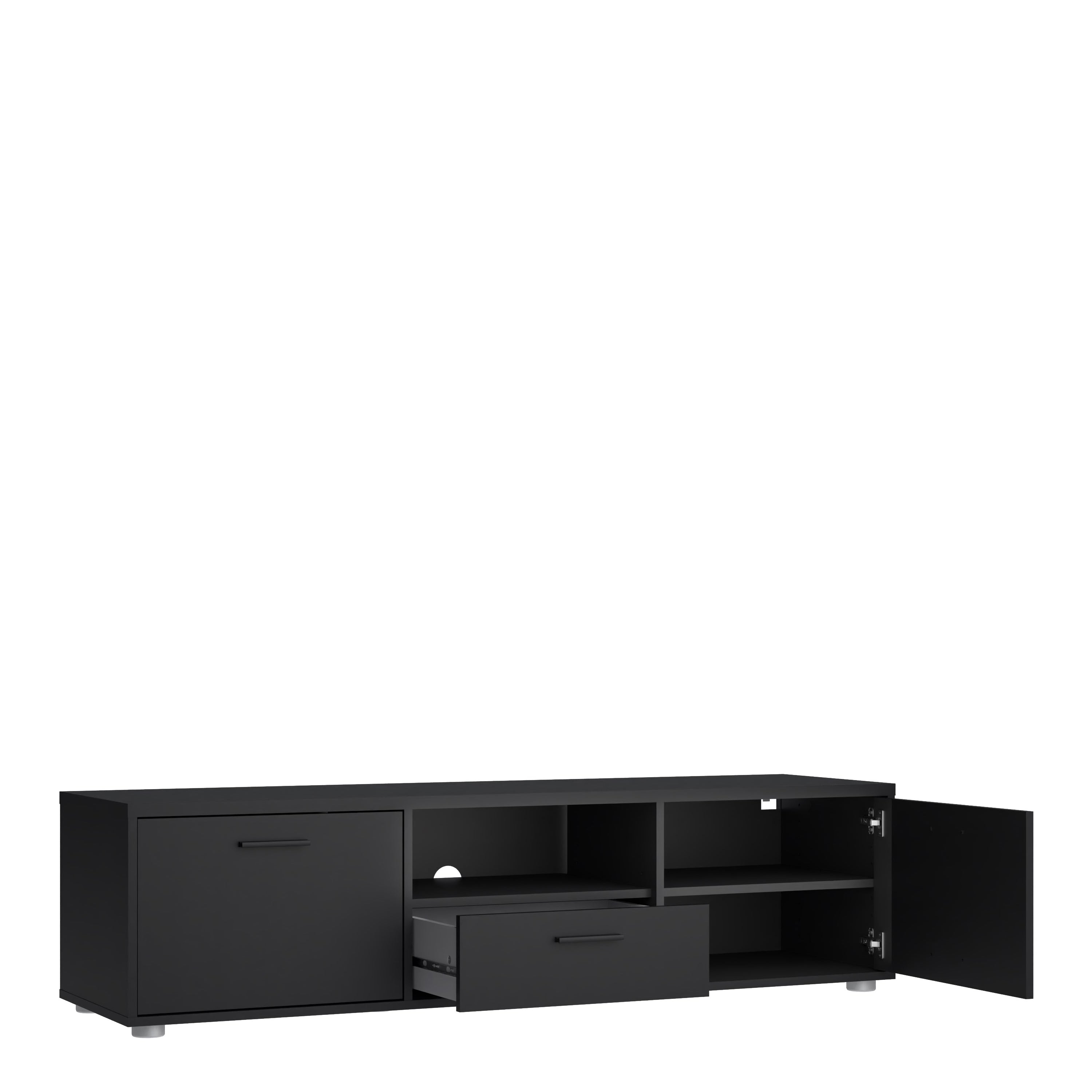Media TV Unit with 2 Doors 1 Drawer 147cm Black