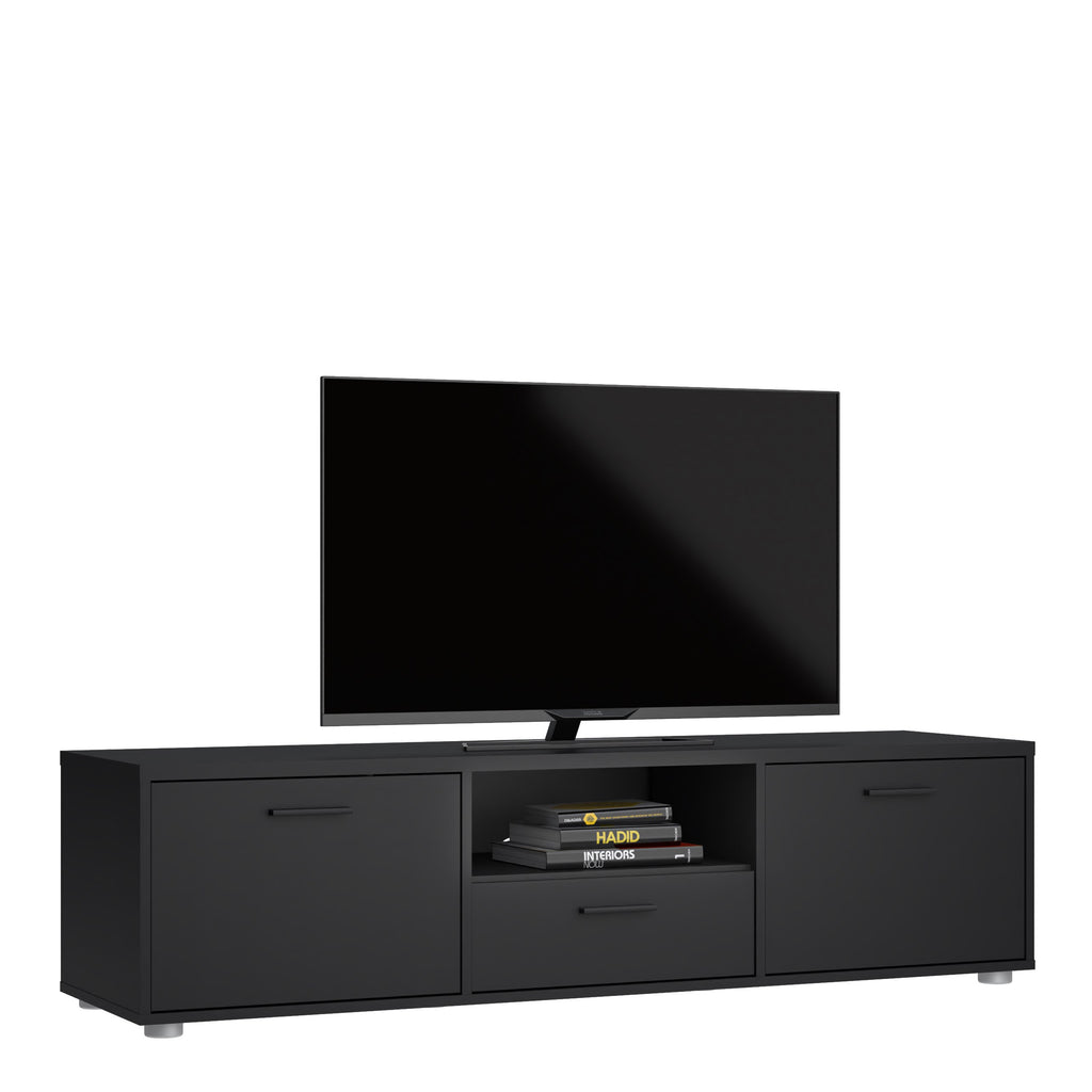 Media TV Unit with 2 Doors 1 Drawer 147cm Black