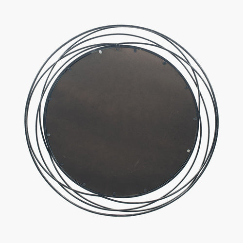 Antique Silver Metal Swirl Round Wall Mirror