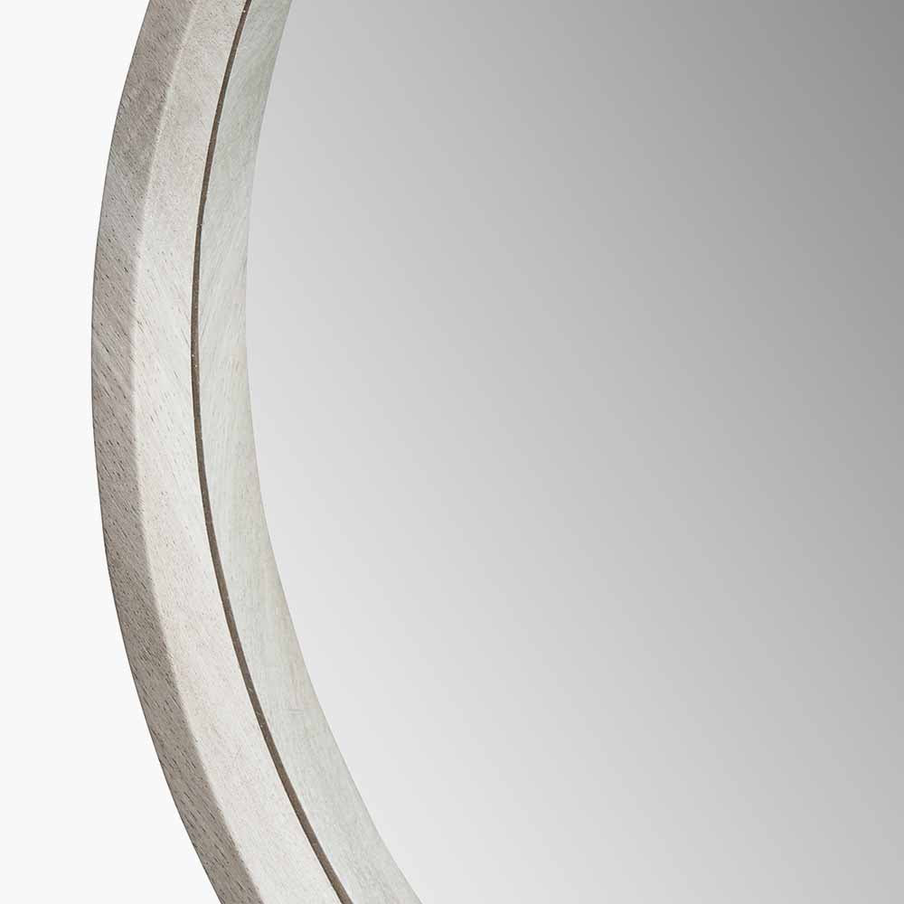 Grey Oak Wood Veneer Slim Frame Round Wall Mirror