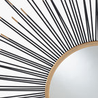 Black and Gold Metal Starburst Design Round Wall Mirror
