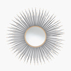 Black and Gold Metal Starburst Design Round Wall Mirror