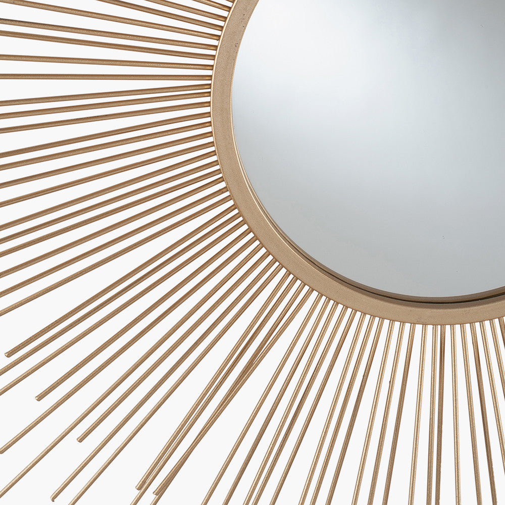 Gold Metal Starburst Design Round Wall Mirror