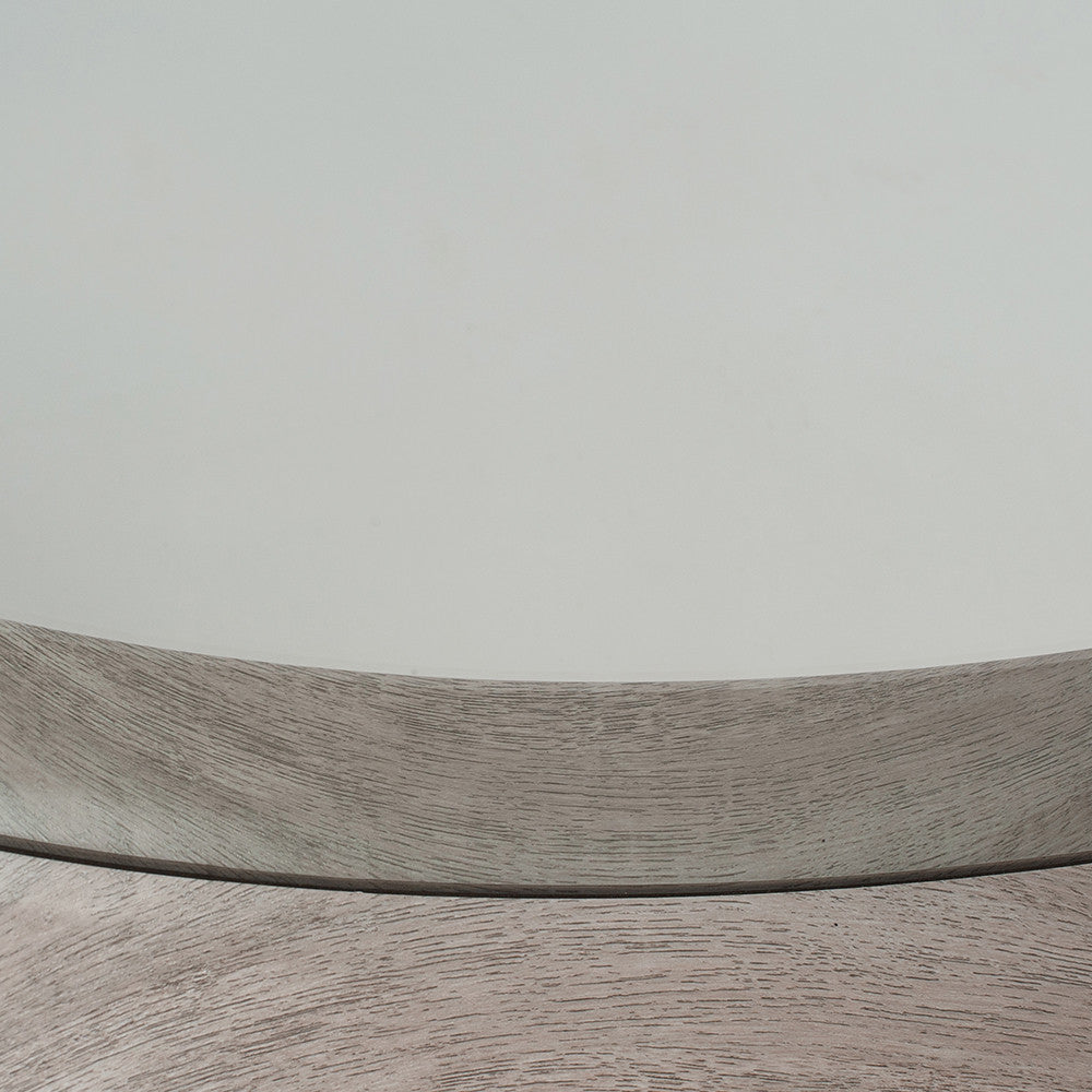 Grey Oak Wood Veneer Deep Edge Round Wall Mirror Large