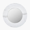 White Marble Effect Wood Veneer Round Wall Mirror