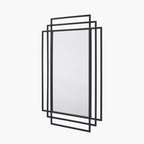 Black Metal Art Deco Rectangular Wall Mirror