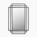 Black Metal Art Deco Rectangular Wall Mirror