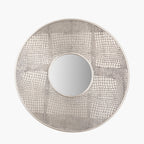 Antique Silver Metal Round Wall Mirror
