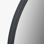 Black Wood Veneer and Mirrored Glass Round Wall Mirror
