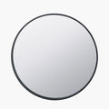 Black Wood Veneer and Mirrored Glass Round Wall Mirror