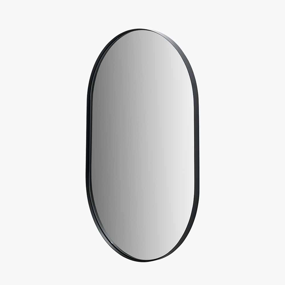 Black Metal Slim Frame Oval Wall Mirror