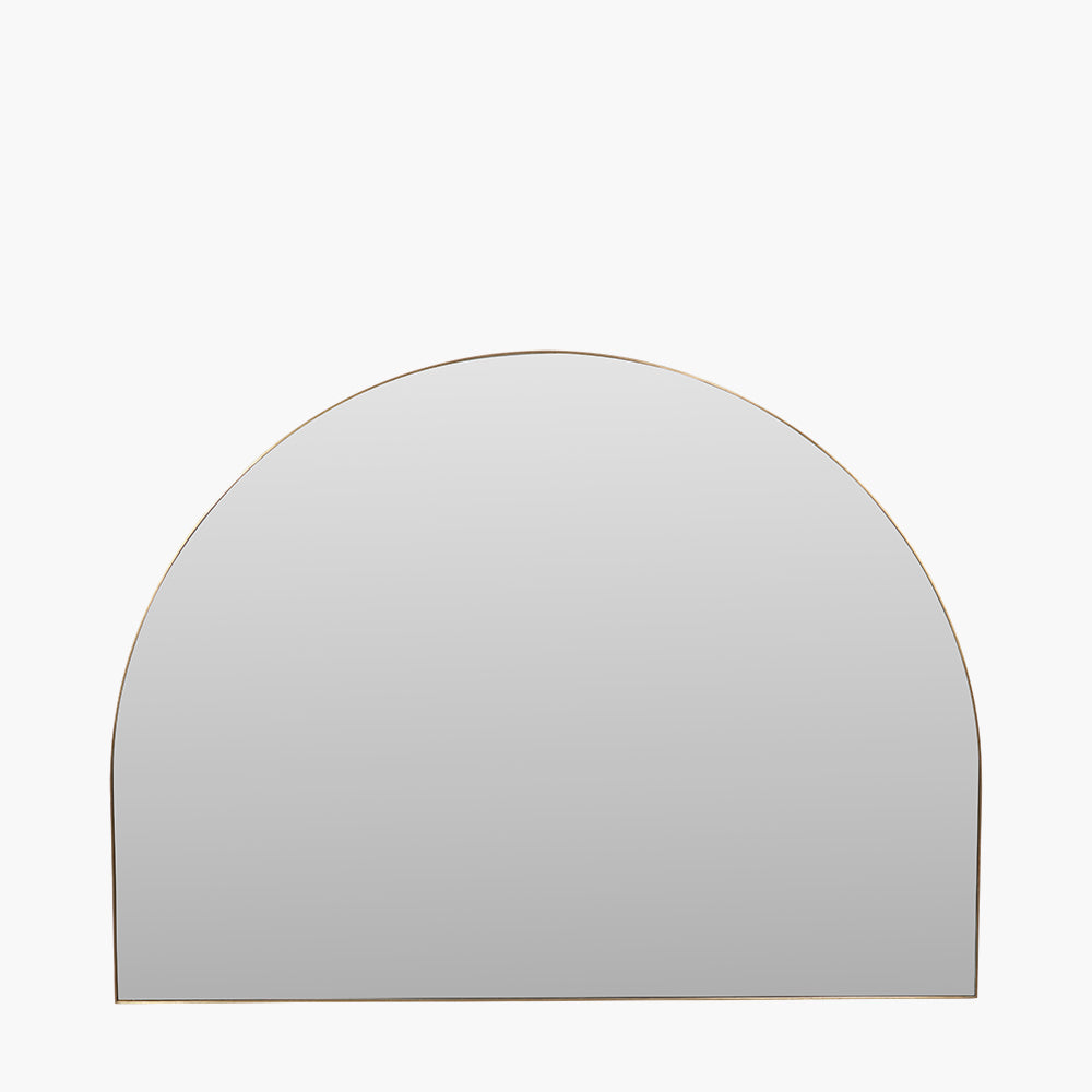 Brushed Gold Metal Slim Frame Wide Arch Wall Mirror