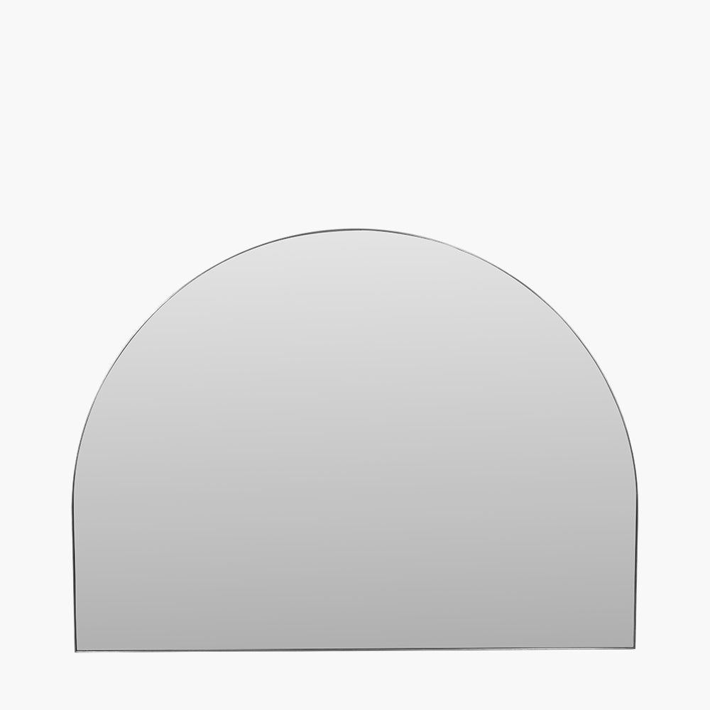 Brushed Silver Metal Slim Frame Wide Arch Wall Mirror