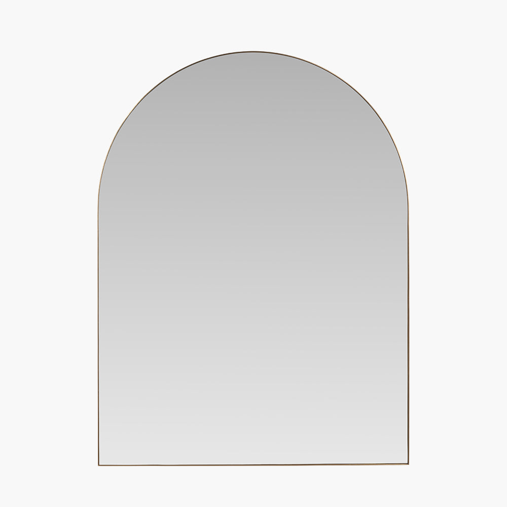 Brushed Gold Metal Slim Frame Tall Arch Wall Mirror