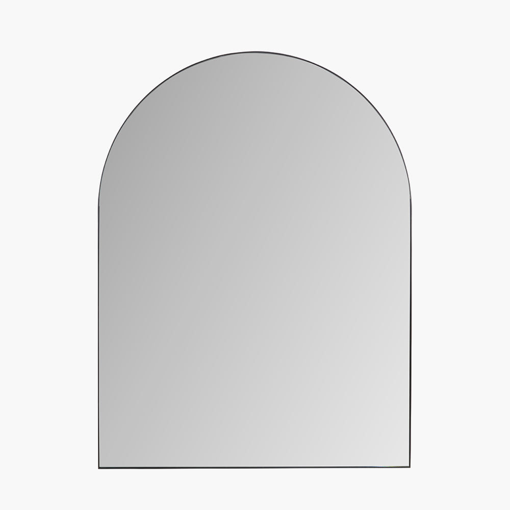 Black Metal Slim Frame Tall Arch Wall Mirror