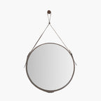 Peppercorn Leather Frame Round Wall Mirror